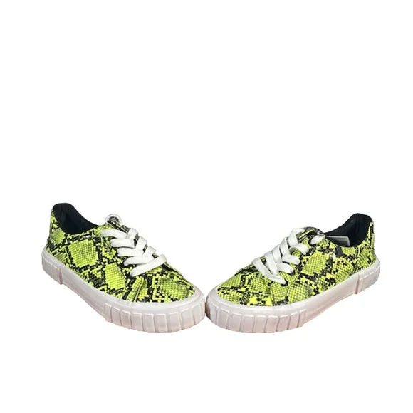 Bershka Women’s Yellow & Black Street Style Lace-Up Sneakers Size 38 - Picture 2 of 10